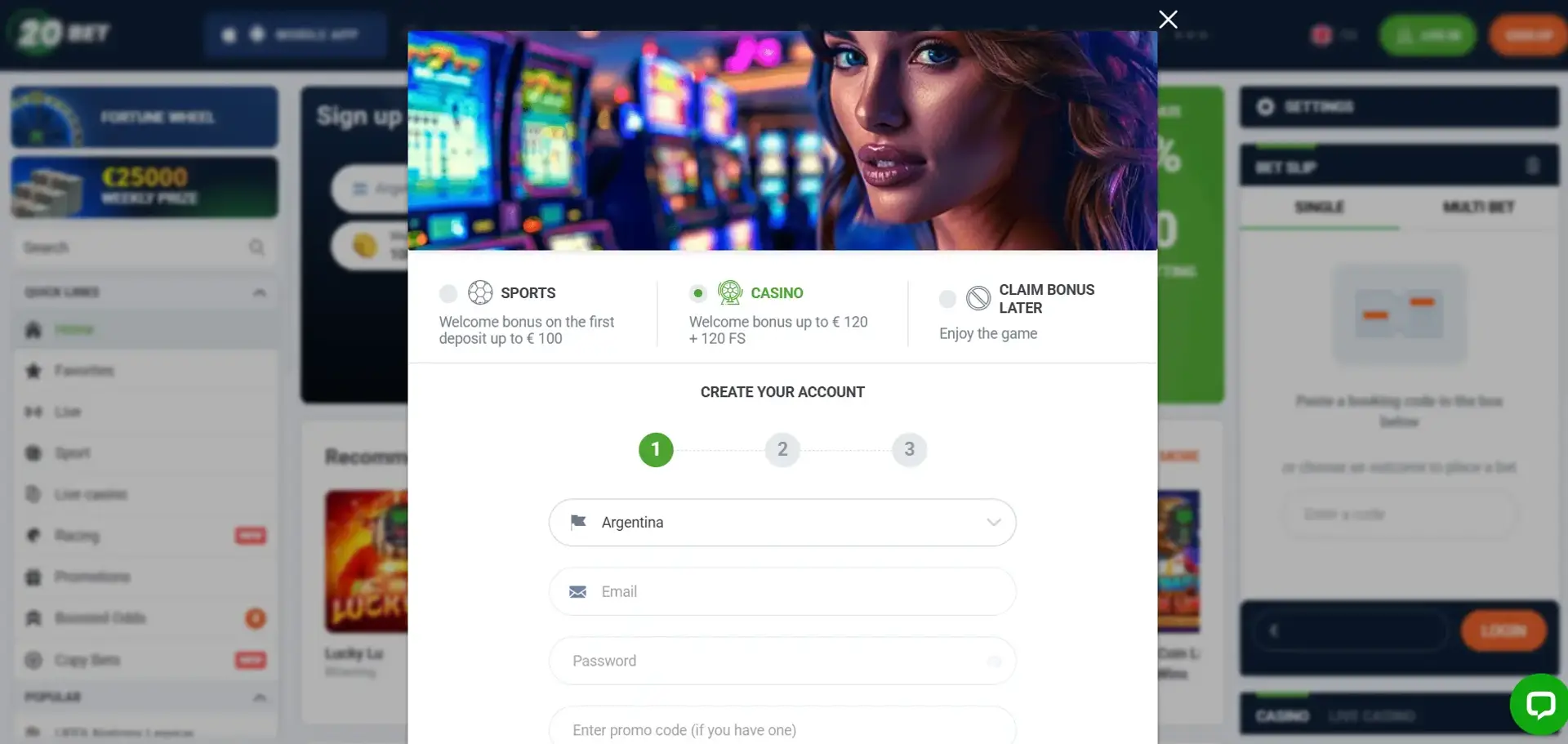 20Bet registration