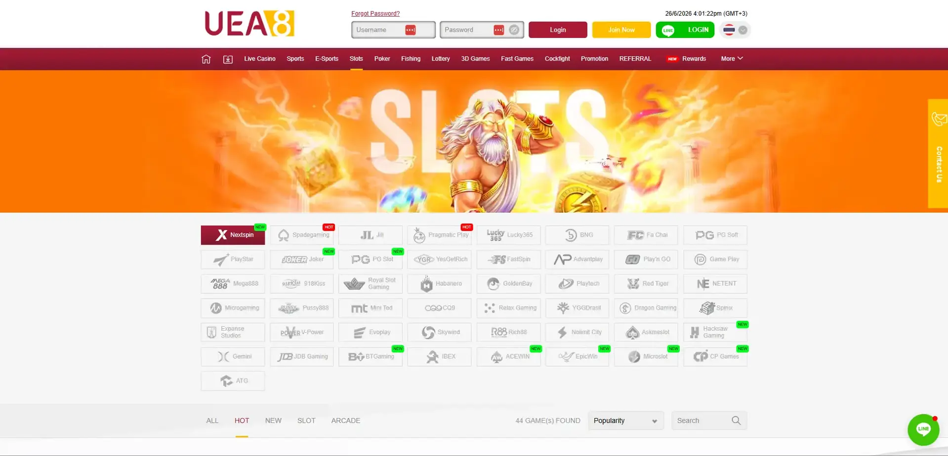 UEA8 slot games