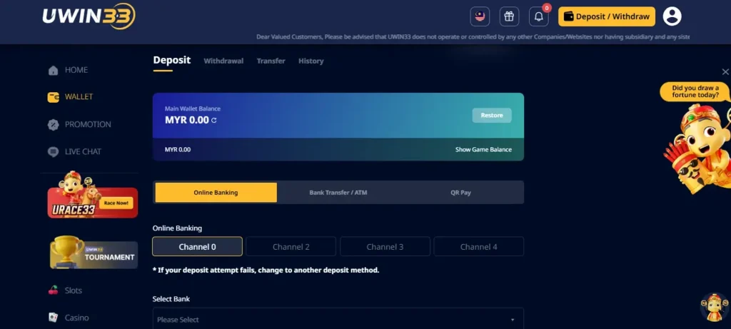 Uwin33 payment methods