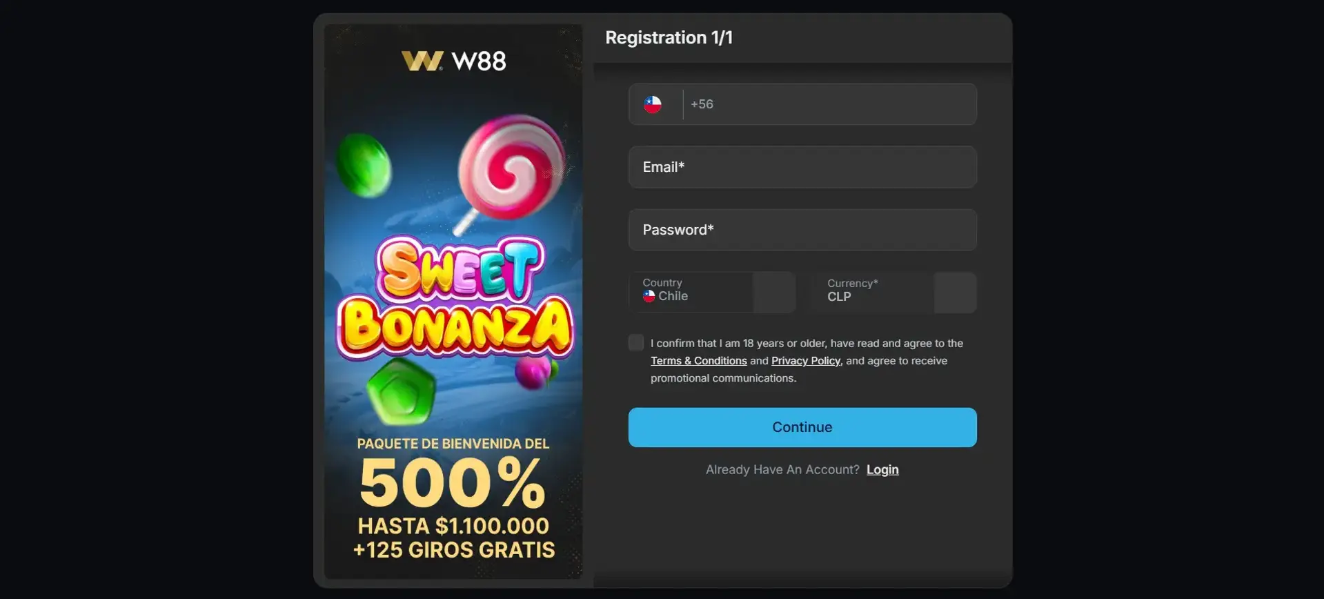 W88 registration